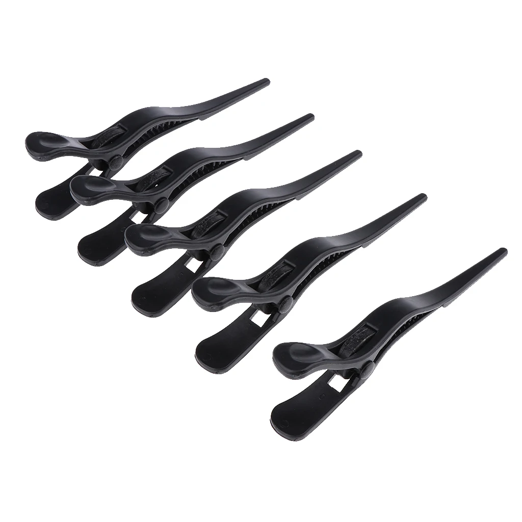 5 Pieces Plastic Hair Clamps Sectioning Hair Clip Beauty Salon Hair Styling Tool DIY Accessories - Black / Gray