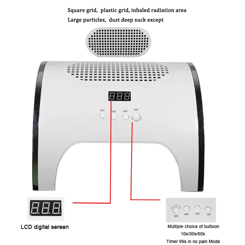 24/72/80W LED 2In UV LED Nail Lamp Infrared induction 10/30/60/99s with Nail Duct Suction 2 Fan Vacuum Cleaner For Manicure Tool