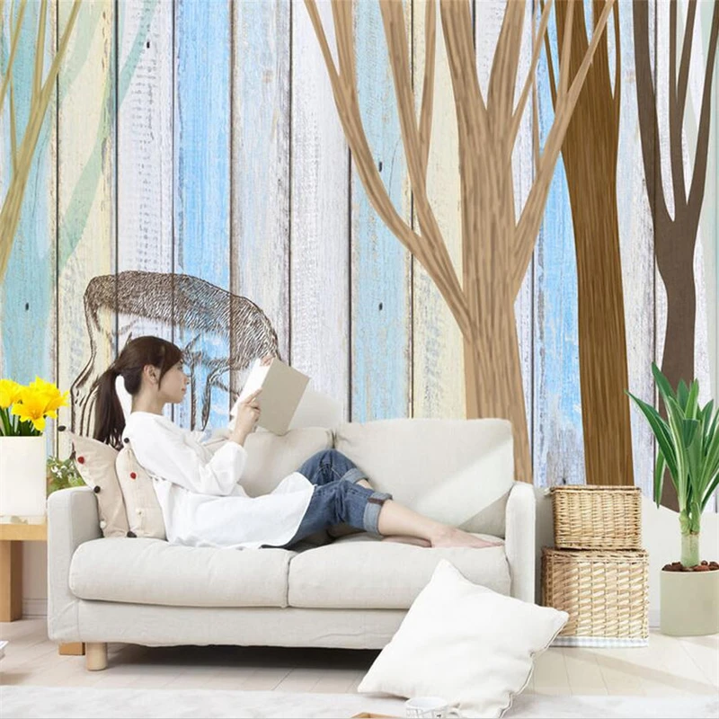 

Custom Wallpaper Murals Forest Deer Abstract 3d Embossed Wallpaper Environment Friendly Embossed TV Background Living Room Study