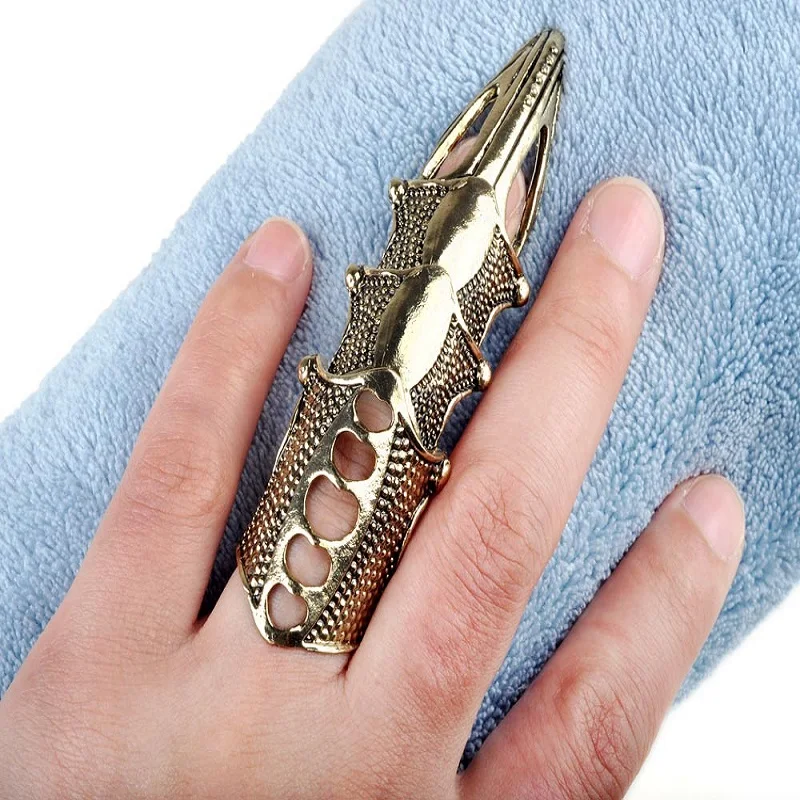1PC Exaggerated Gothic Punk Hinged Knuckle Full Finger Armor Rings Claw