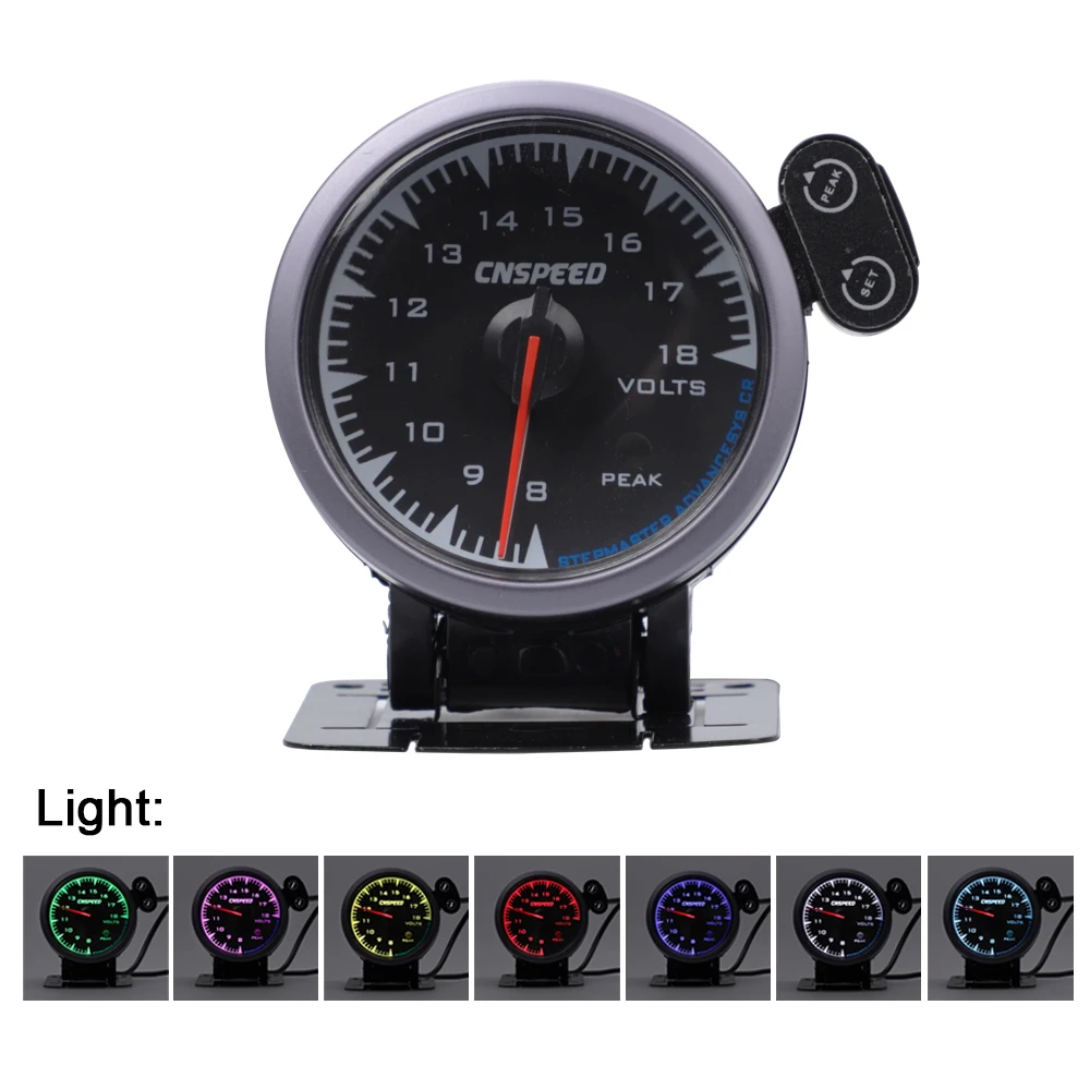 

CNSPEED Shark pin 2.5" 60mm 12V Universal Car Battery Voltage Gauge Auto Voltmeter 8-18V For Honda Car Meter Gauge With 7 Colors