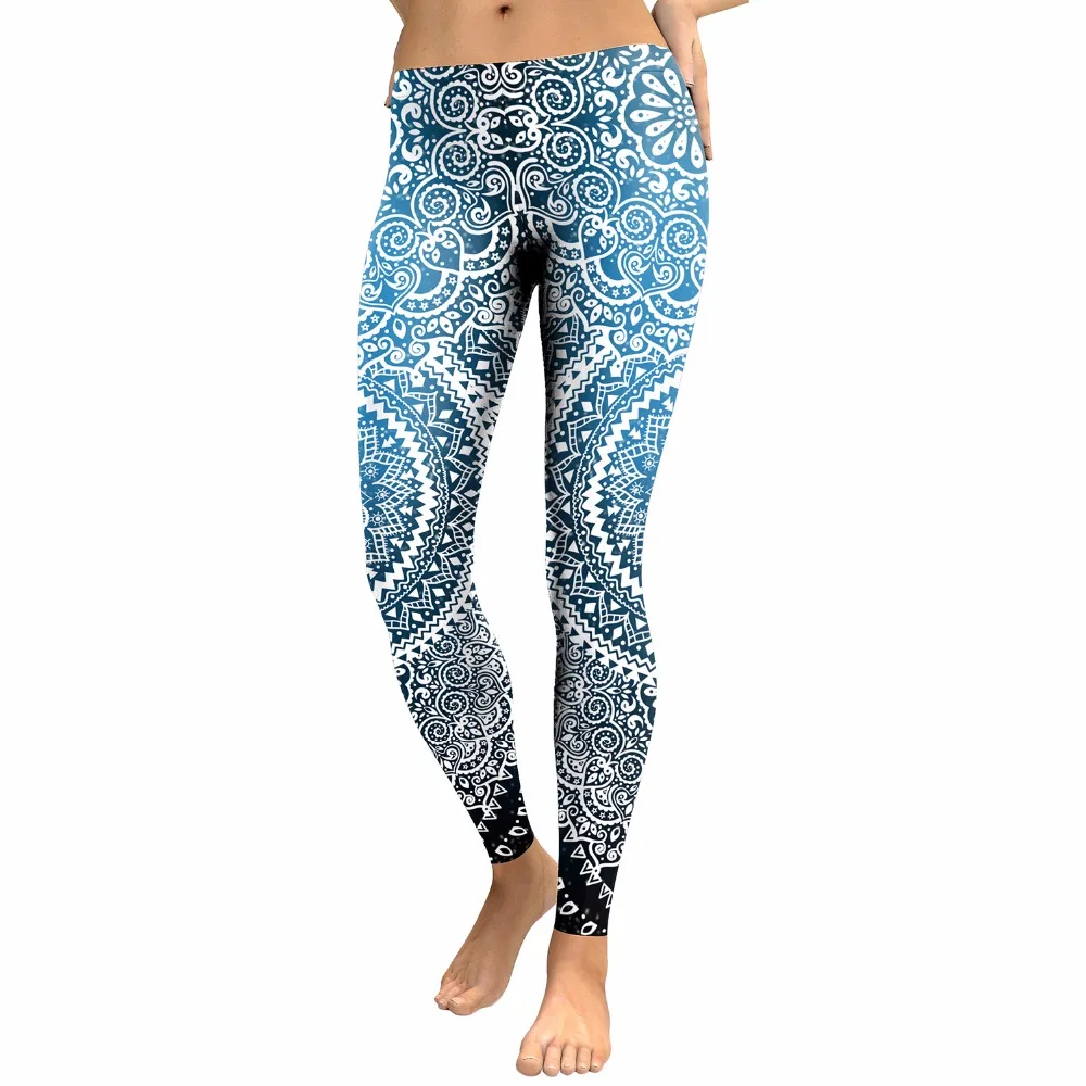 

New Spring Women Legins Retro Arrows Printing Fashion Legging Sexy gradually changing color Decorative pattern Blue background