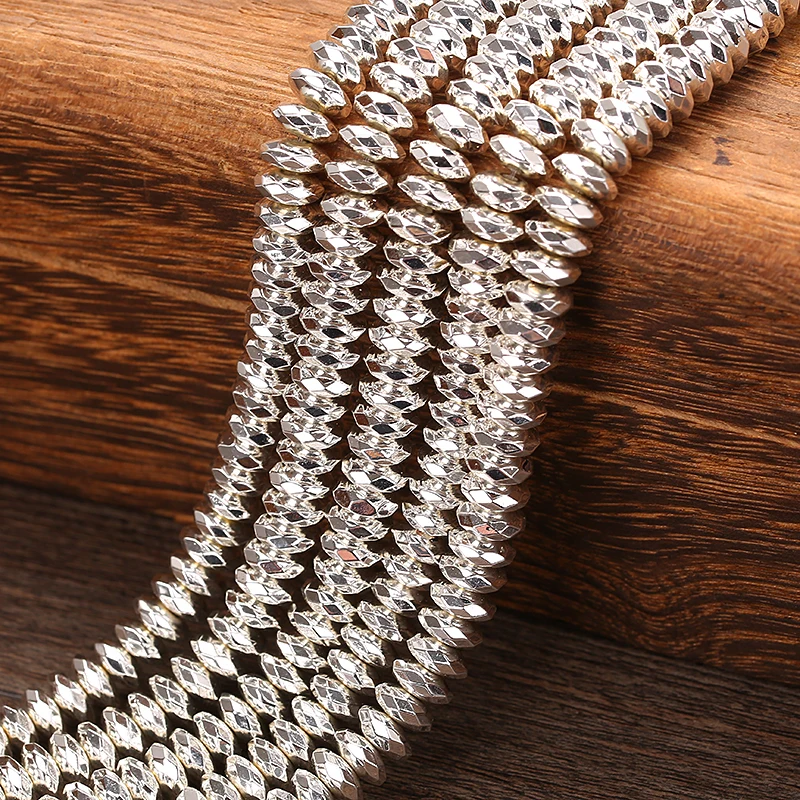 

KANGKANG high quality Sliver Hematite Natural Beads For Jewelry Making 4 6 8MM Pick Size DIY Bracelets Necklace
