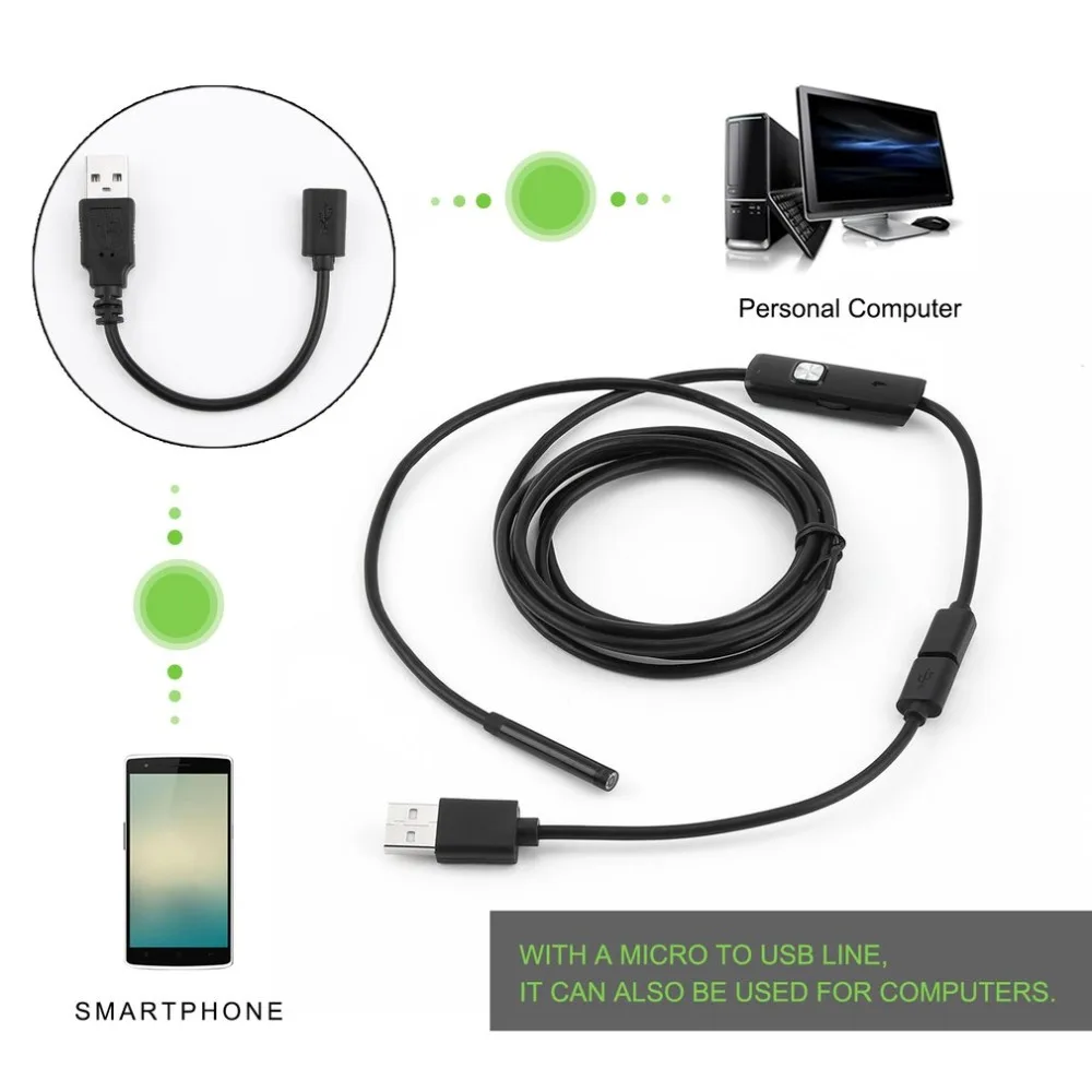 

Endoscope 6 LED 5.5mm Lens Waterproof Inspection Borescope for Android Focus Camera Lens USB Cable Waterproof Endoscope