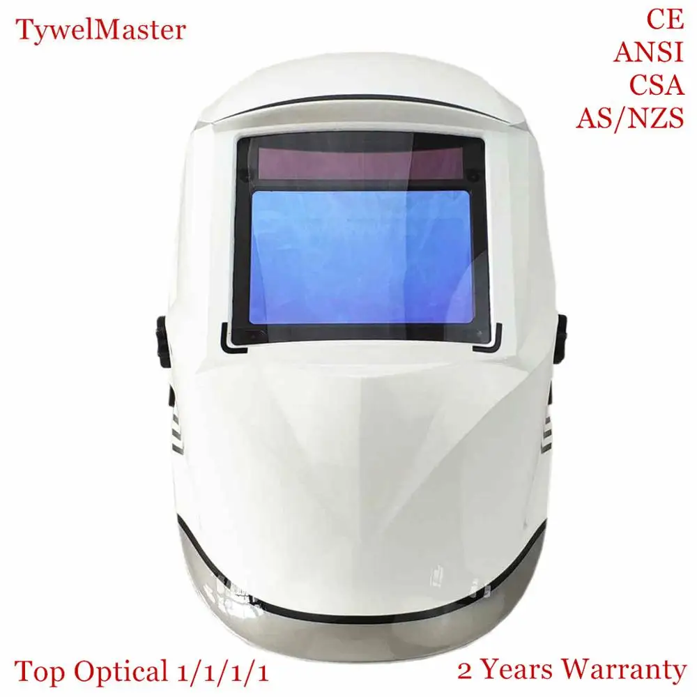 Сварочный шлем 100*65 мм 1111 4 датчика шлифования DIN 3/4-13 MMA MIG/MAG TIG CE/UL/CSA/AS Cert Солнечная самозатемняющаяся Сварочная маска - Цвет: White Flying Shark