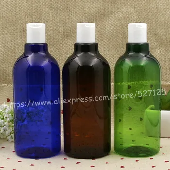 

500ml Inclined shoulder PET bottle with white disc lid,essential oil/liquid/moisturizer/facial water container