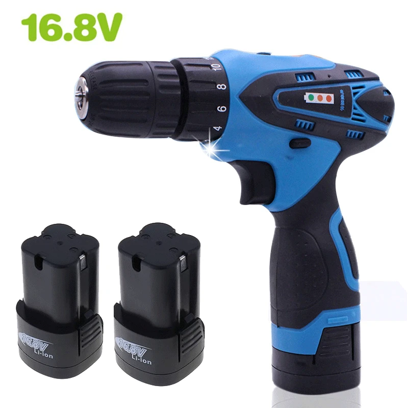 

16.8V Cordless Electric Screwdriver Two-Speed Drill with Two Rechargeable Lithium Battery Dremel Multi-functional Power tool