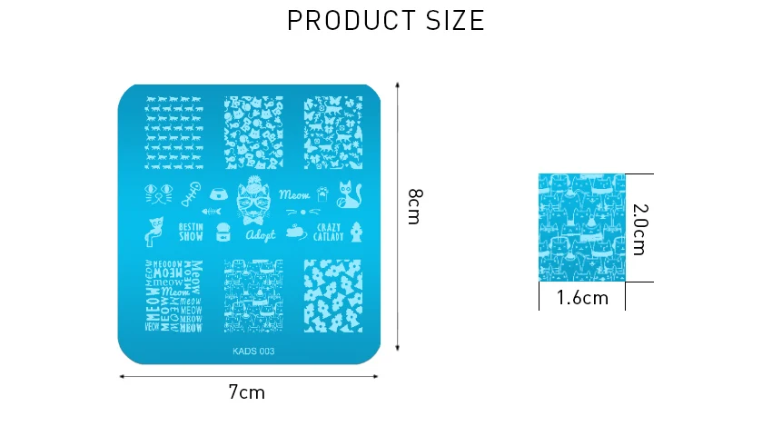 KADS Горячей Продажи Прекрасный Кот Дизайн Рыбы и Мыши Шаблон Ногтей Печати Трафарет Из Нержавеющей Стали Штамповка Шаблон Ногтей Украшения
