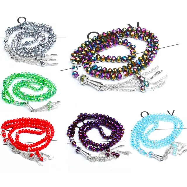 55 57mm Austria Faceted Crystal Glass Beads Fashion Beaded Bracelet Prayer Beads Islamic Muslim Tasbih Allah Mohammed Rosary