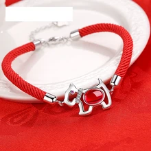 Дизайн, серебро 925 пробы, год, талисман, красный агат, щенок, красная веревка, простые дикие браслеты для женщин, хорошее ювелирное изделие, подарок на праздник