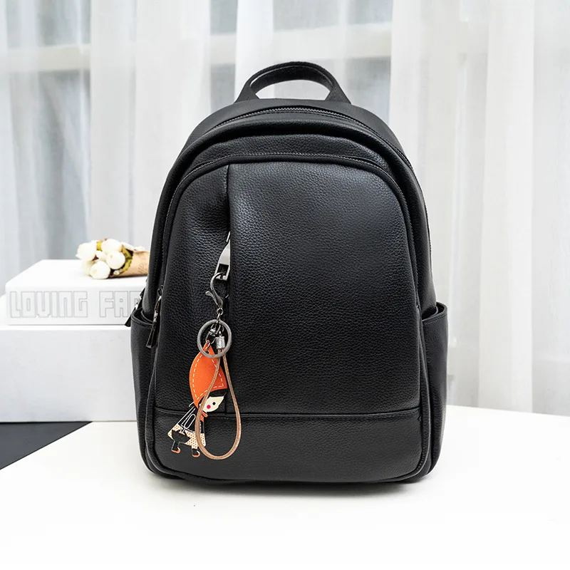 

Female Backpack Black Soft Washed Leather Mochila Rugzak School Bag Travel Small Backpack Women Backpack Teenage Girl Backpacks