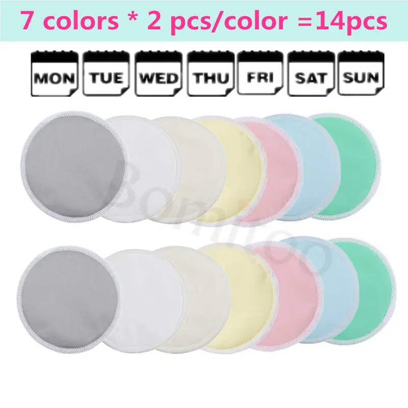[Bomitoo] 14 Pcs Bamboo Breast Pad Nursing Pads For Mum Washable Reusable PUL Breastfeeding Baby Pad Wholesale Nursing Pads