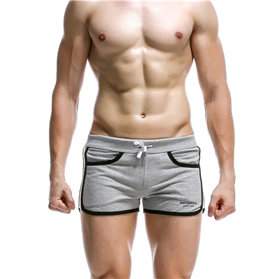 Новые боксеры шорты Домашняя одежда шорты мужские с низкой посадкой из хлопка короткая длина - Цвет: Серый