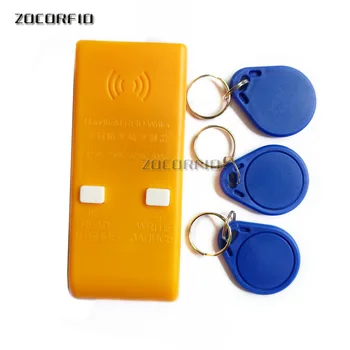 

Broke firewall Handheld 125KHz RFID Duplicator Copier Writer Programmer Reader + 10pcs EM5300 Rewritable ID Keyfobs Tags Card