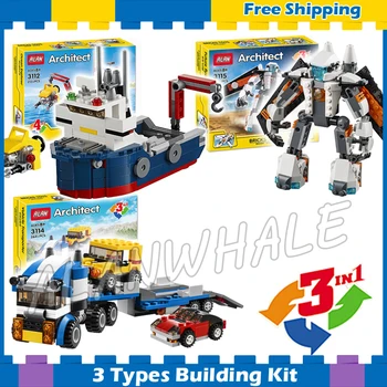 

3types 3in1 Creator Vehicle Transporter Ocean Explorer Future Flyer Robot Model Building Blocks Gifts sets Compatible with Lago