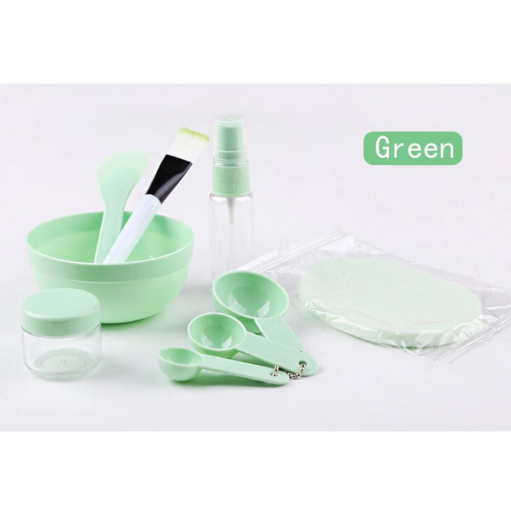 Green 9 в 1 Набор, розовая маска для ухода за лицом, маска для лица, набор инструментов для смешивания, набор кистей-палочек, чистящий коврик, продукт - Цвет: Green