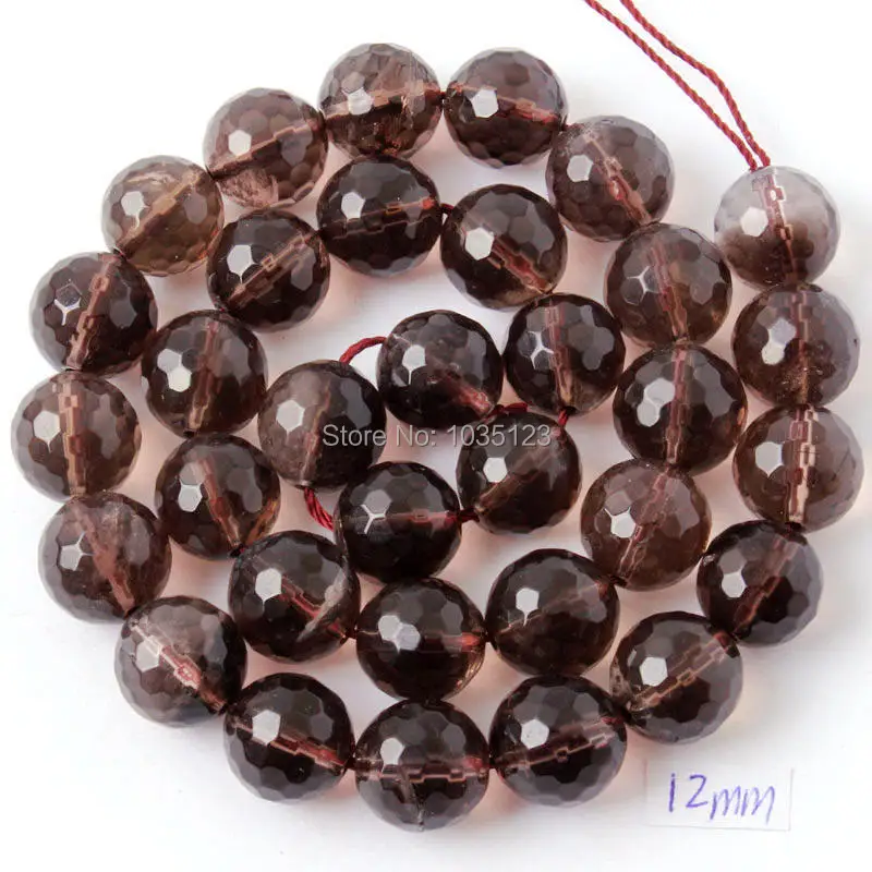 

Free Shipping 12mm Natural Smoky Quartzs Faceted Round Shape Gems Loose Beads Strand 15" DIY Creative Jewellery Making w1124