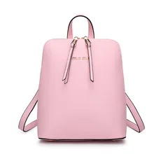 Estilo coreano de cuero Genuino mochila femenina estilo de muy buen gusto de las mujeres shell bolsa doble cremallera ladies Estereotipos mochila