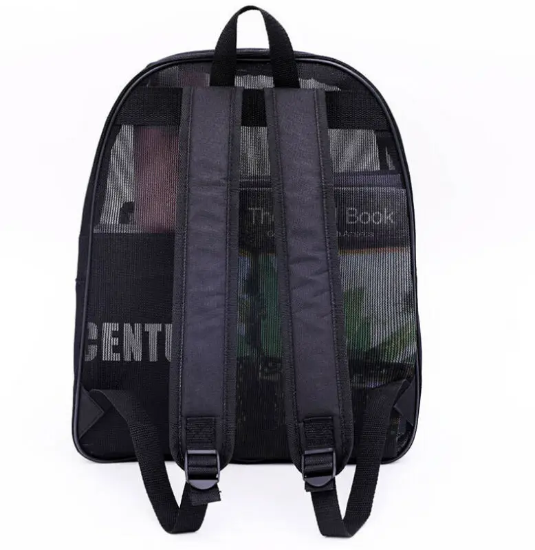 black mesh book bag