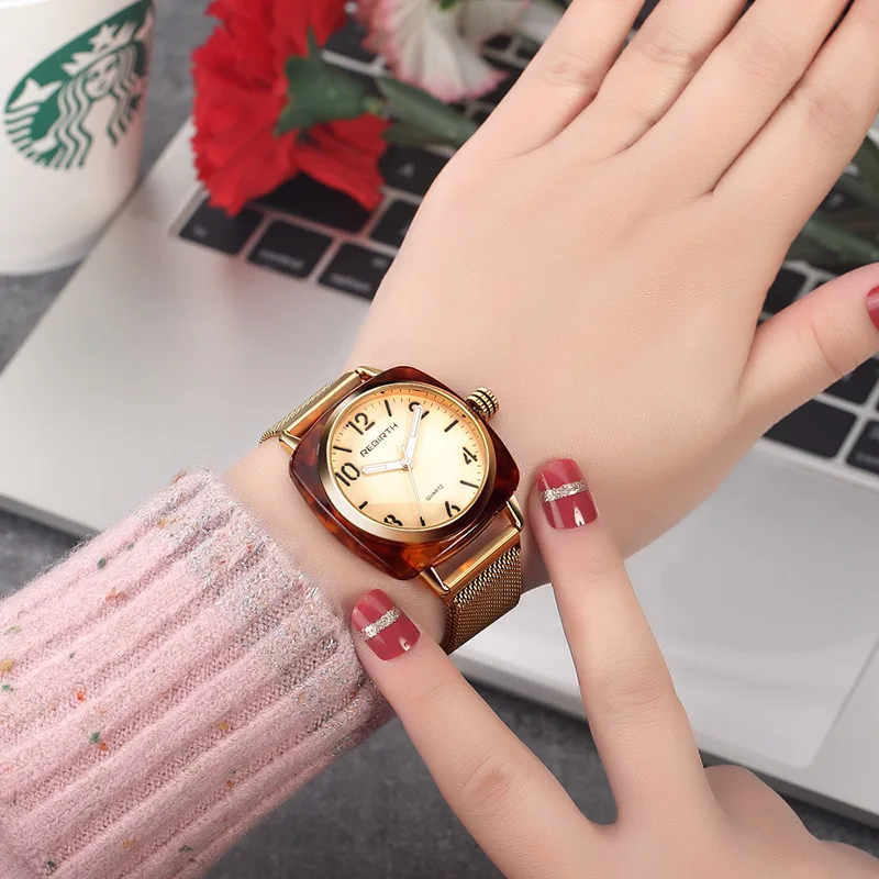 Женские роскошные часы Миланского магнитного сетчатого ремешка, наручные часы, новая мода, квадратный чехол, часы для женщин и девочек, уникальные подарки, часы