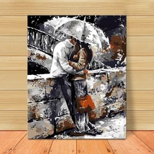 MOLEK поцелуй в дождь Цифровая живопись маслом Современная живопись акрил Ручная роспись любителей стены картину для домашний декор