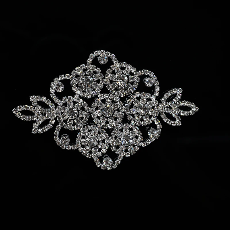 9,5*6,2 см Серебряный цветок хрустальные стразы аппликация для свадьбы платья костюмы планки пришить DIY ремесла