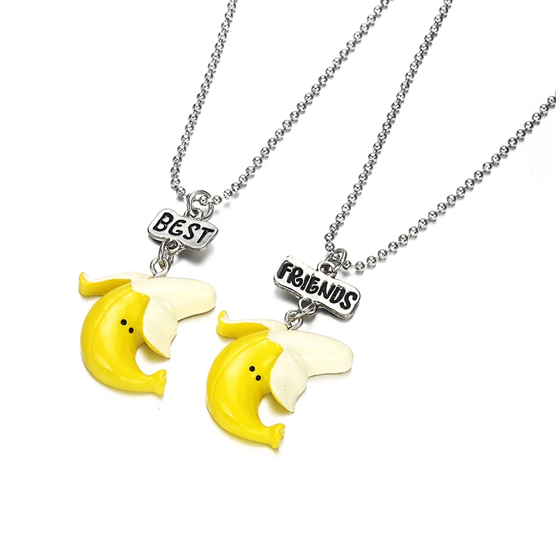 Best Friends Necklace Set Of 2 Bff Necklaces Cute Banana Pendant On Bead Chain Necklace For Kids Jewelry Chain Necklaces Aliexpress