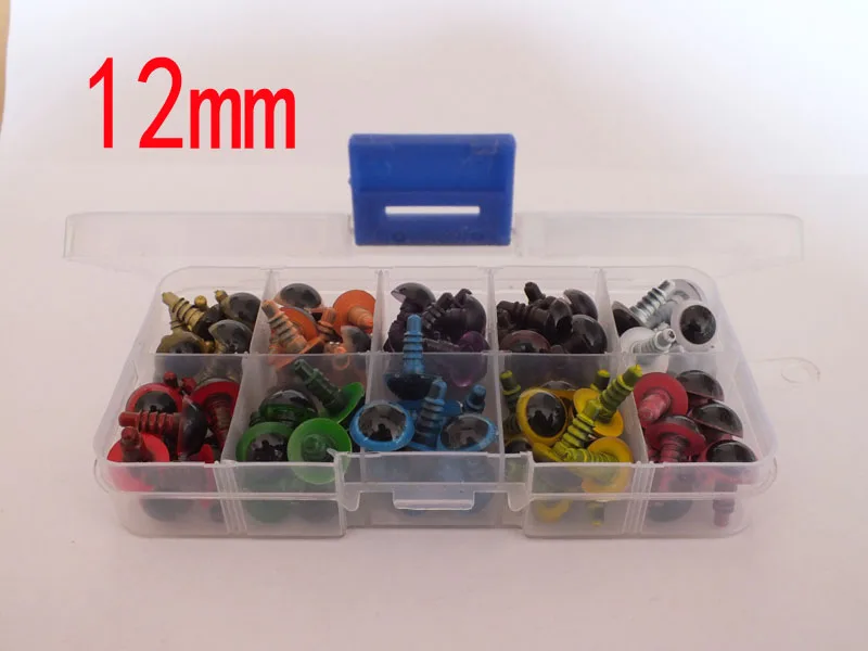 Free shipping!!!100pcs 10 color 12mm mixed color safety eyes with box with wahser