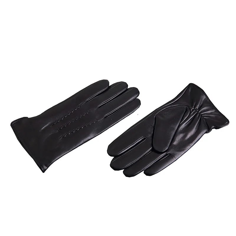 KLSS Брендовые мужские перчатки из натуральной кожи зимние Бархатные высококачественные перчатки из козьей кожи Модные трендовые черные перчатки из овчины J54
