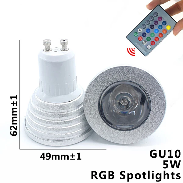 E27 E14 светодиодный 16 Цвет RGB Волшебная осветительная лампа 85-265 V 110 V 120 V 220 V RGB Светодиодный прожектор+ ИК-пульт дистанционного управления Управление - Испускаемый цвет: GU10 5W RGB SD