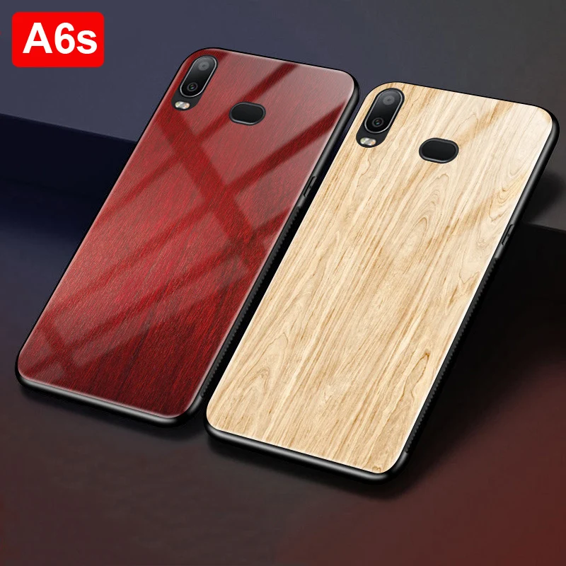 Для samsung Galaxy A6s текстура древесины закаленное стекло + мягкий край крышка для a6 s a6s