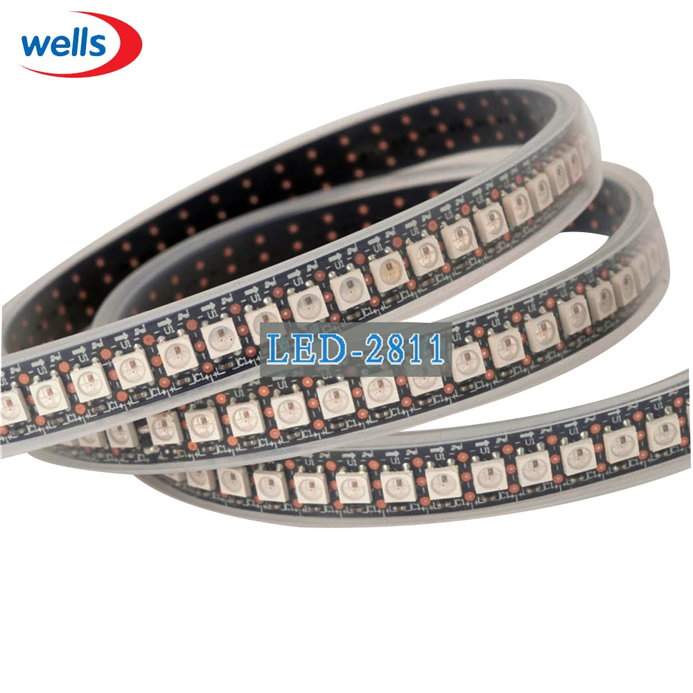 144 пикселей 1 м светодиодный s WS2812B 2812 WS 2812 светодиодный чип WS2811 IC цифровой 5050 SMD RGB Светодиодная лента DC5V