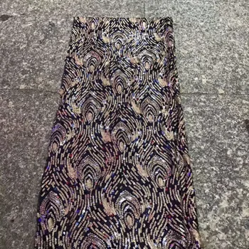 

2018 high quality Sequins stripes line French Swiss net lace African tulle mesh Cord lace fabric for dress Gift 5yards/lot