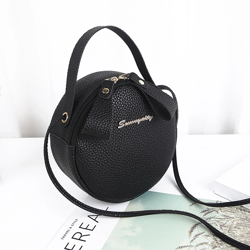 2019 New Fashion Circular Handbag PU Leather Lady Crossbody Bag Women Bag Simple Design Messenger Bag