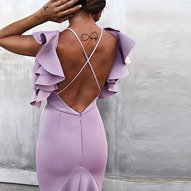 

Ruffles Short Sleeve Sexy Bohemian Beach Dresses V Neck Solid Maxi Runway Dress Fashion Empire Spring Vestido