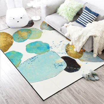 

European Abstract Watercolor Green Gold Stone Pattern Carpet Carpets For Living Room Sofa Coffee Table Rug Study Room Floor Mats