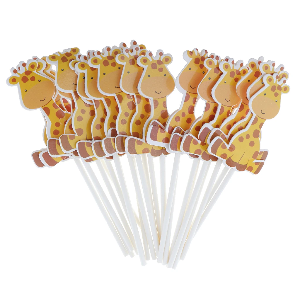 24pcs/set Cute Giraffe Cupcake Muffin Topper Kids Party Decor Supplies