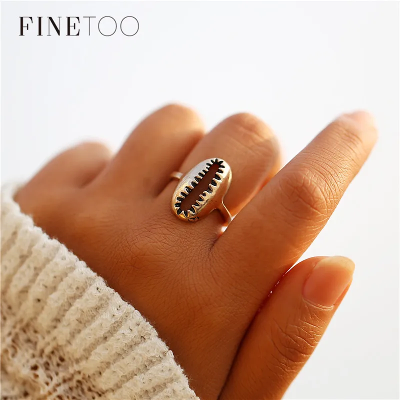 Vintage Tibetan Ocean Beach Cowrie Shell Ring Boho Seashell Rings For