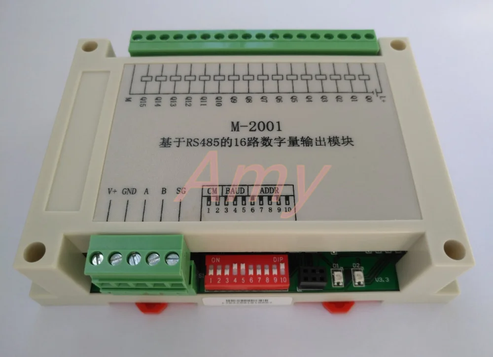 

M-2001: 16 way digital output module based on RS485 (collector type).