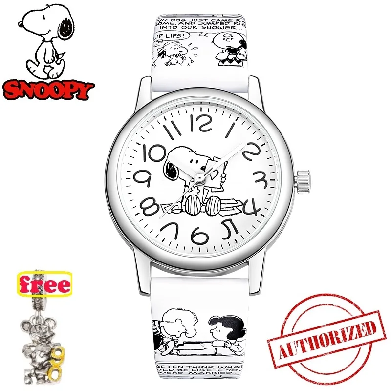 Snoopy часы женские часы классические мужские часы детские часы подлинный бренд повседневные Модные кварцевые наручные часы кожаные часы водонепроницаемые