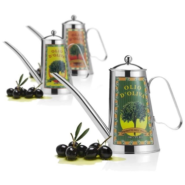 Vintage1pc 500ml Stainless Steel Continental Olive Oil Bottle Vintage1pc 500ml Stainless Steel Continental Olive Oil Bottle Dispenser Soy Sauce Pot Jar Leakproof Decorative Cooking