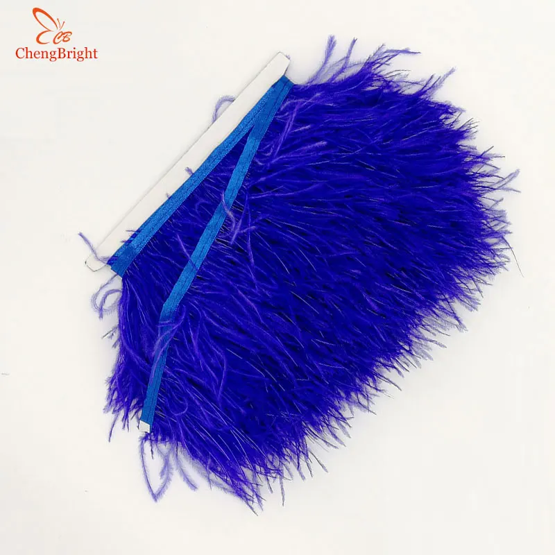 CHENGVRIGHT 1 ярд страусиное перо отделка ткань боковая полоса 8-10 см в ширину подходит для юбки/платья/одежда Вечерние поделки - Цвет: dark blue