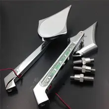 For Motorcycle Harley Heritage Street Glide Night CHROME LED Turn signal Slim Oval mirrors