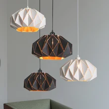 

European Simple pendant lights, Wrought iron polygon hollow pumpkin droplight, household Restaurant decorative home lighting