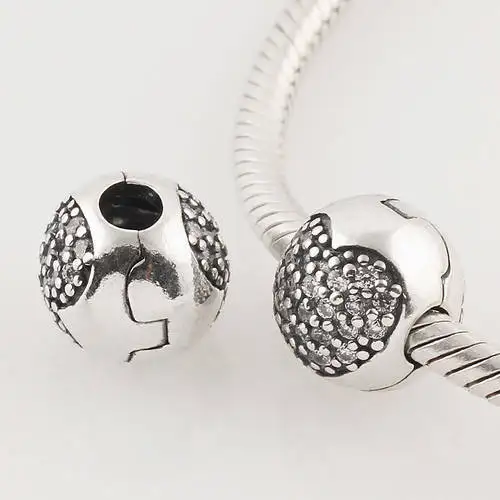 

KT070-N 925 Sterling Silver Lock Clip Core Stopper Charm Beads For Jewelry Accessories Suitable For Bracelet CKK