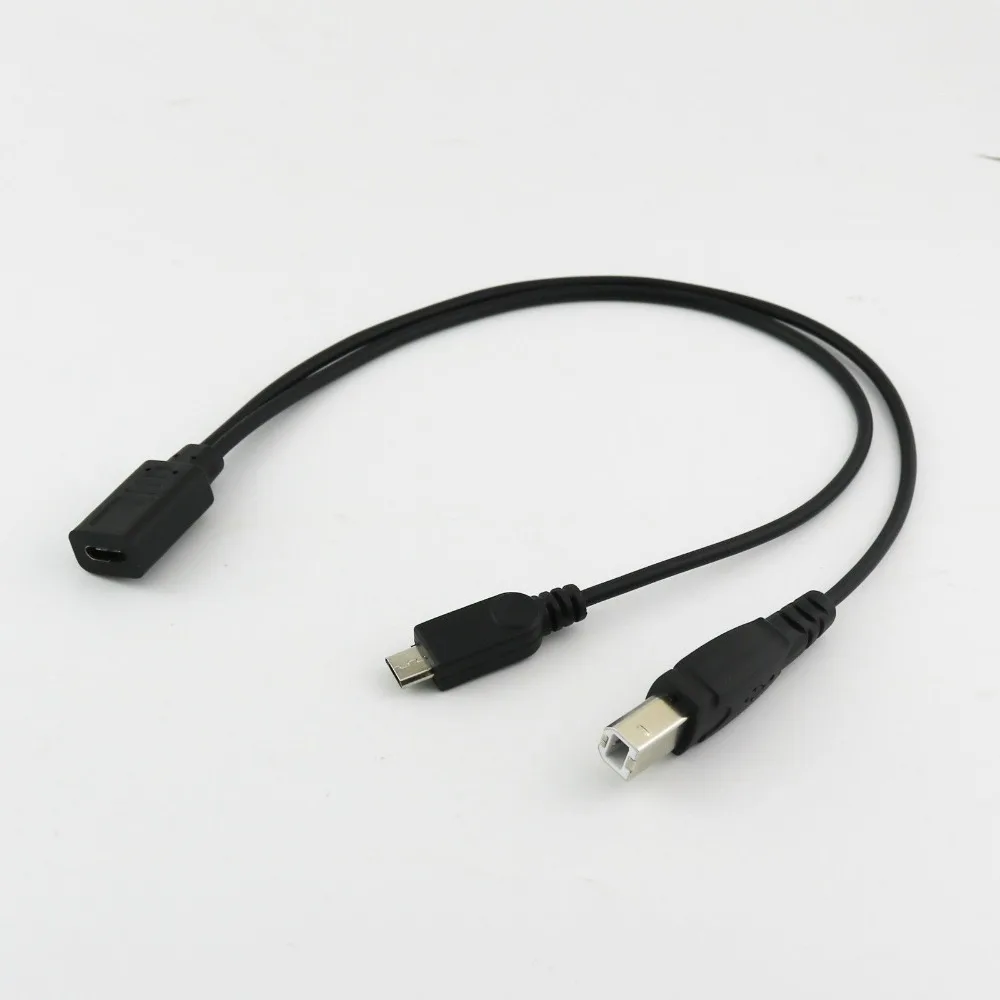 1x USB 3 1 Тип C мама Micro папа и 2 0 B штепсельная Вилка для зарядки данных Y разветвитель