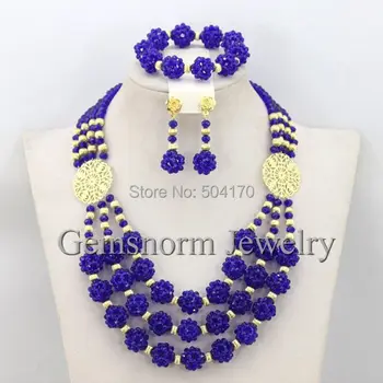 

Luxury Dubai Gold Jewelry Set Crystal Beads Necklace Jewelry Set 2017 Chunky Bib Statement Necklace Set Free Shipping GS876