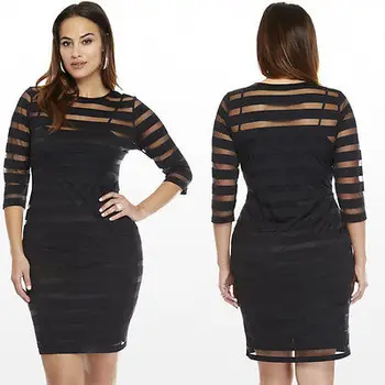 

Plus Size Ladies Long Sleeve Bodycon Sexy Party Evening Mini Dress New