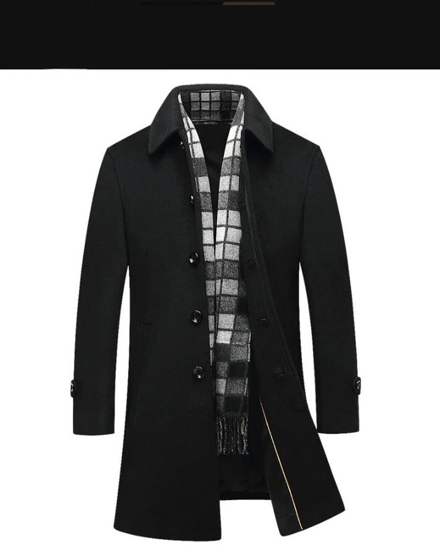 Новое Брендовое длинное шерстяное пальто, мужское модное пальто, куртка из смесовой шерсти, тонкие хлопковые зимние куртки, мужское шерстяное пальто abrigo hombre
