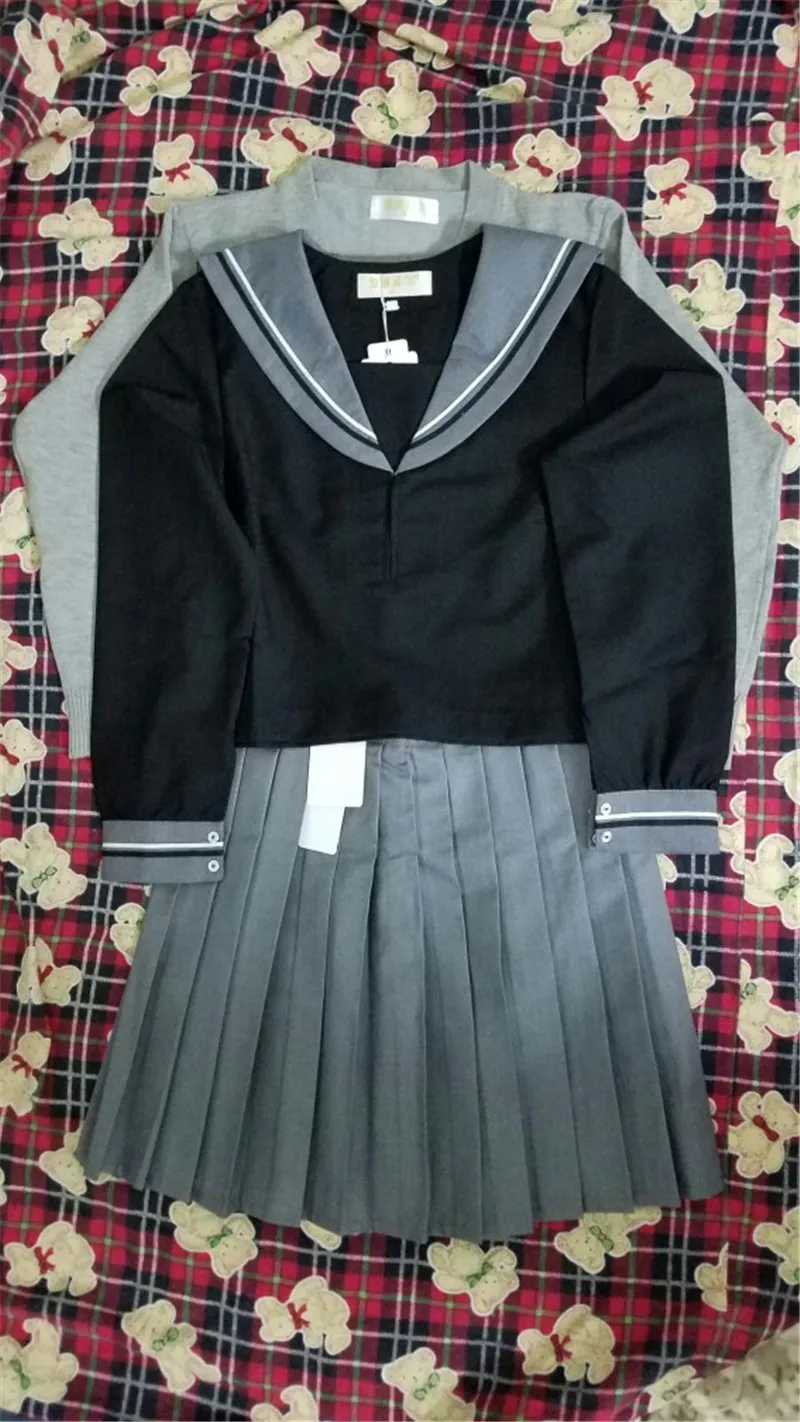 UPHYD высокое качество японская школьная форма для студентов комплект Для женщин свитер короткий рукав JK школьная Униформа s W83
